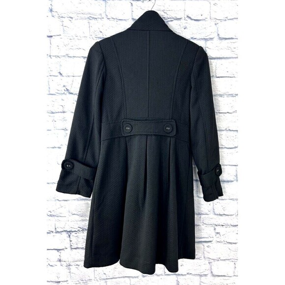 MJ Designer Paris Women Sz M Black Peacoat Lined Button Down Double Breasted U4 - Picture 5 of 12